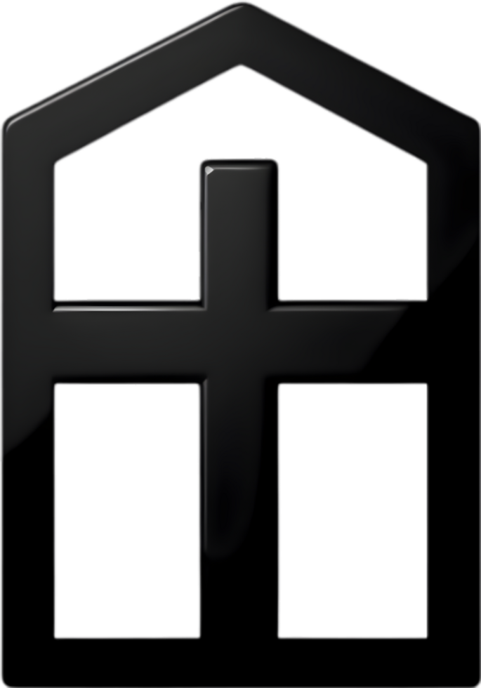 AI generated Black Christian cross icon design in a minimalist style. png