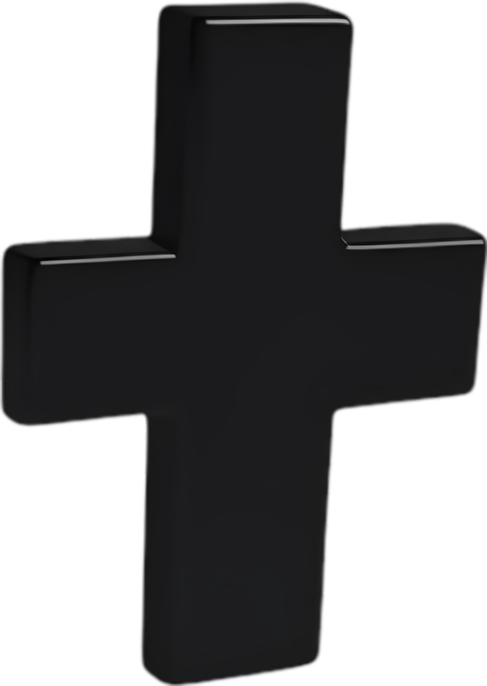 AI generated Black Christian cross icon design in a minimalist style. png
