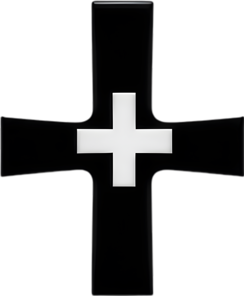 AI generated Black Christian cross icon design in a minimalist style. png