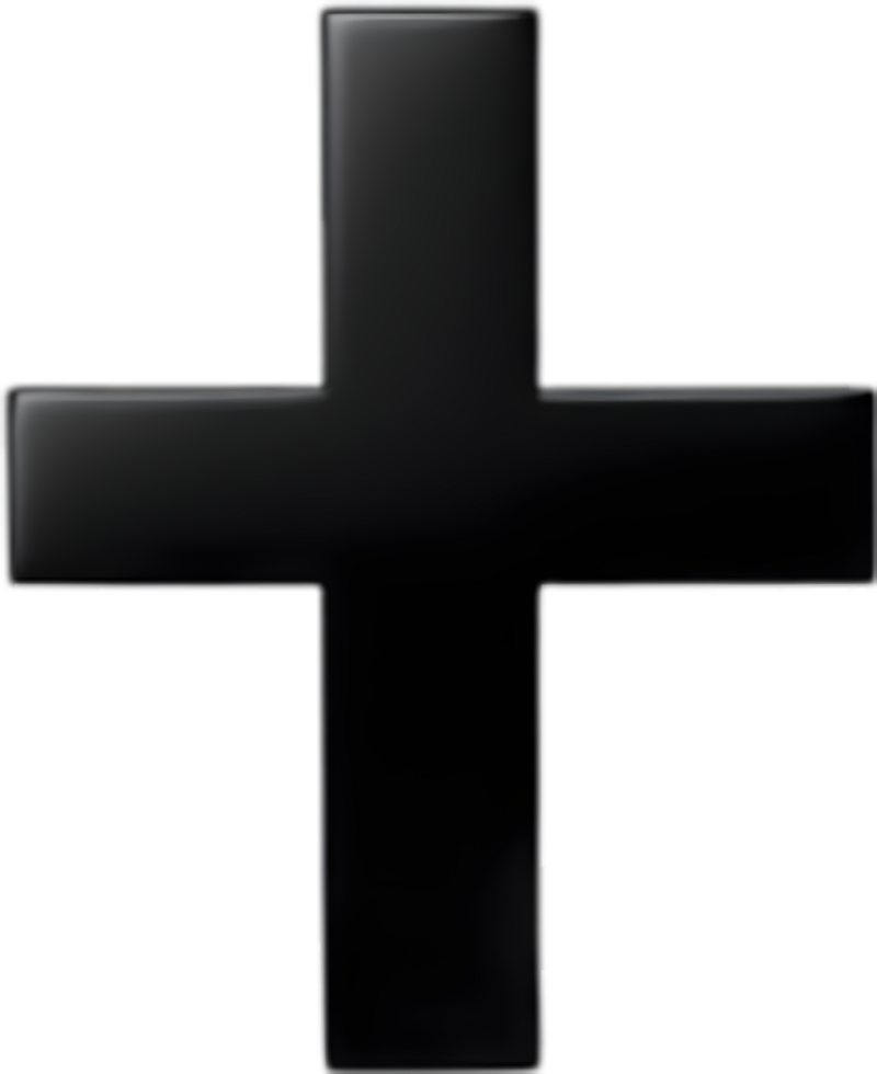 AI generated Black Christian cross icon design in a minimalist style. png