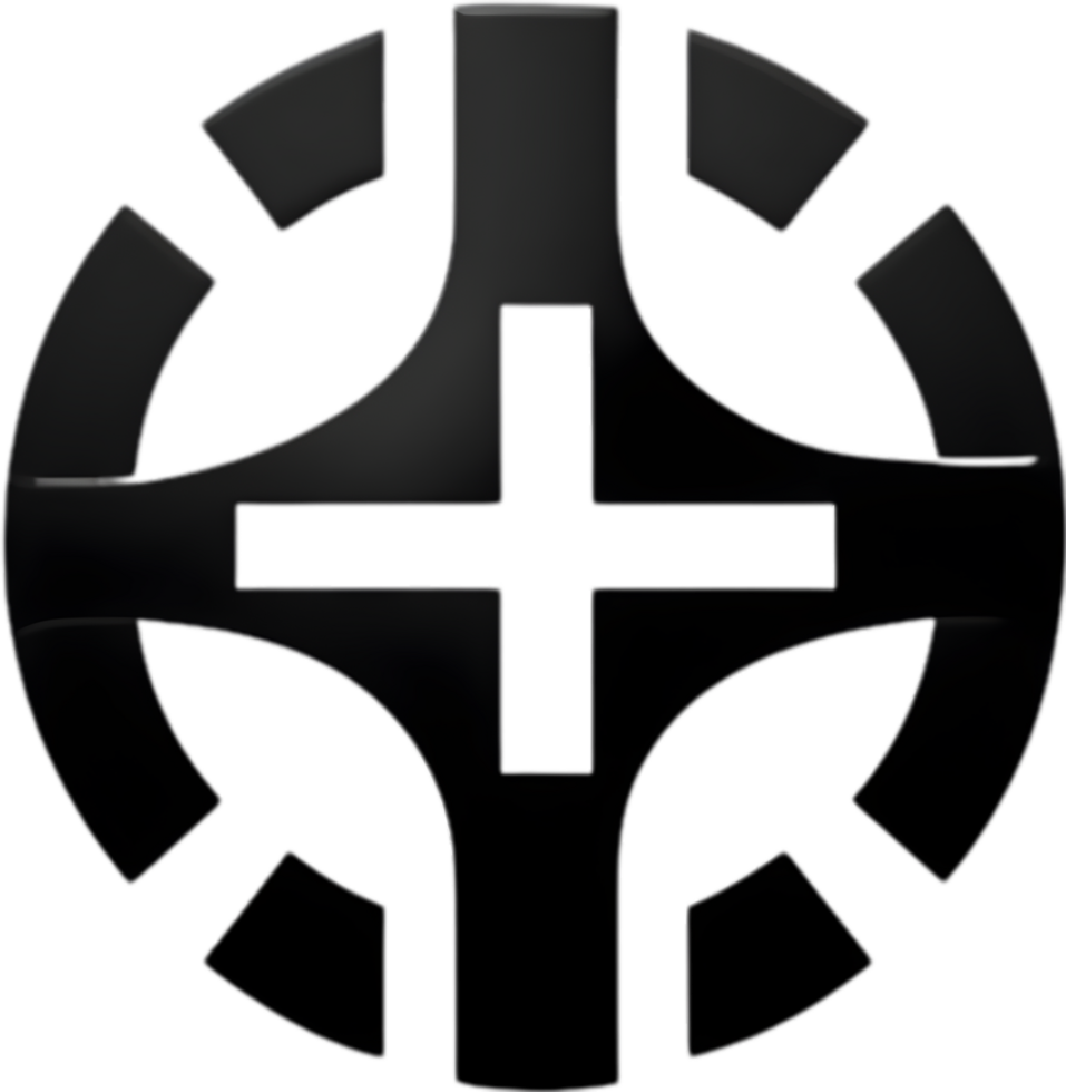 AI generated Black Christian cross icon design in a minimalist style. png