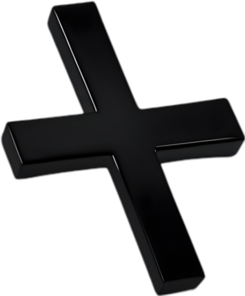 AI generated Black Christian cross icon design in a minimalist style. png