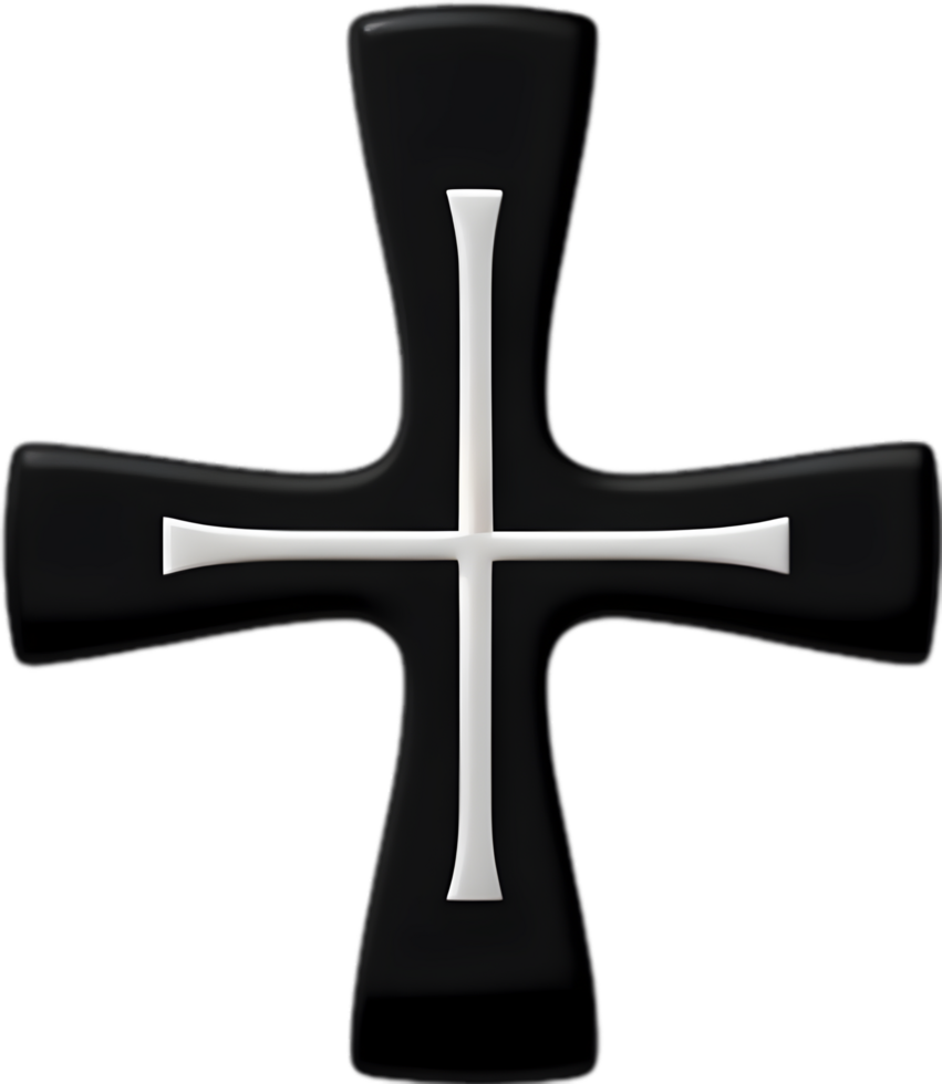 AI generated Black Christian cross icon design in a minimalist style. png