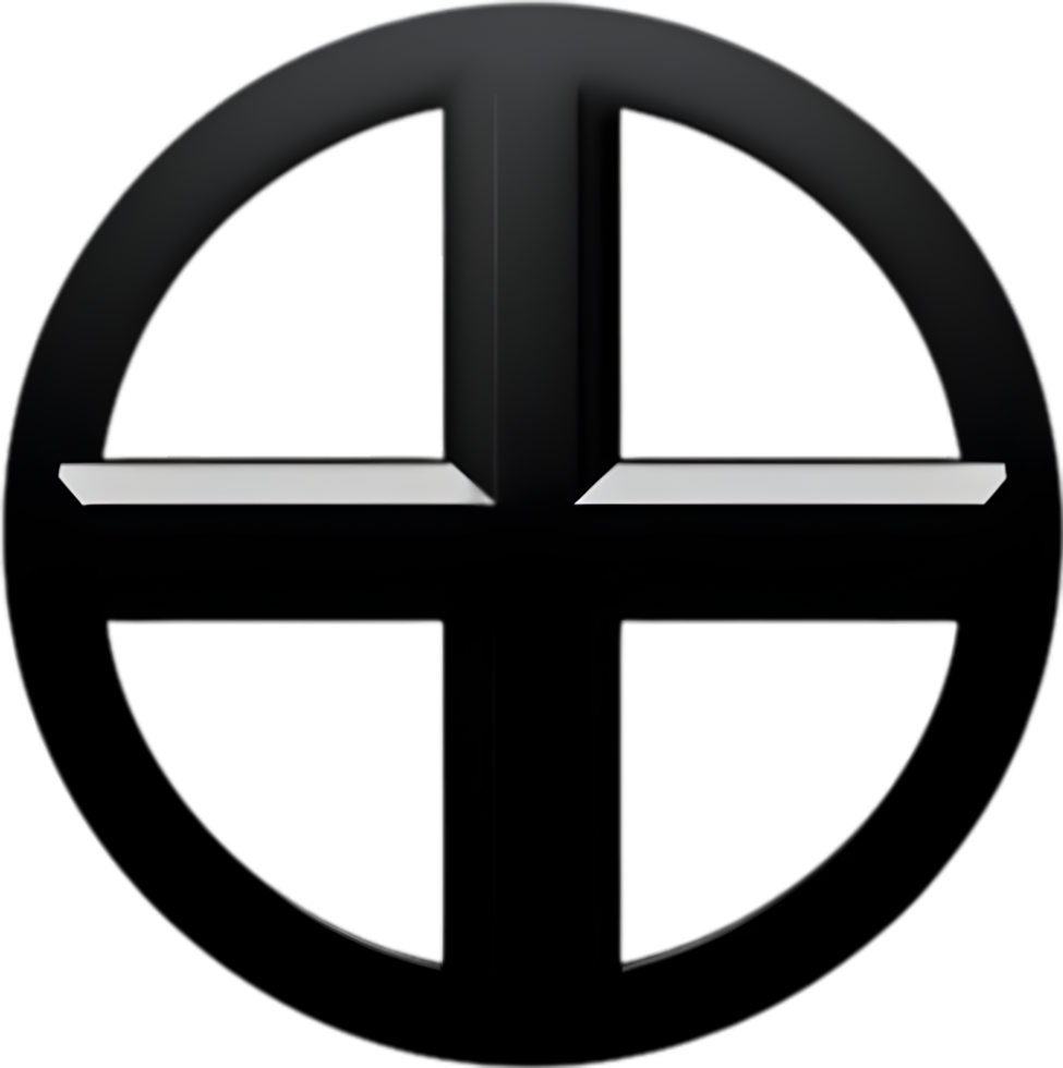 AI generated Black Christian cross icon design in a minimalist style. png