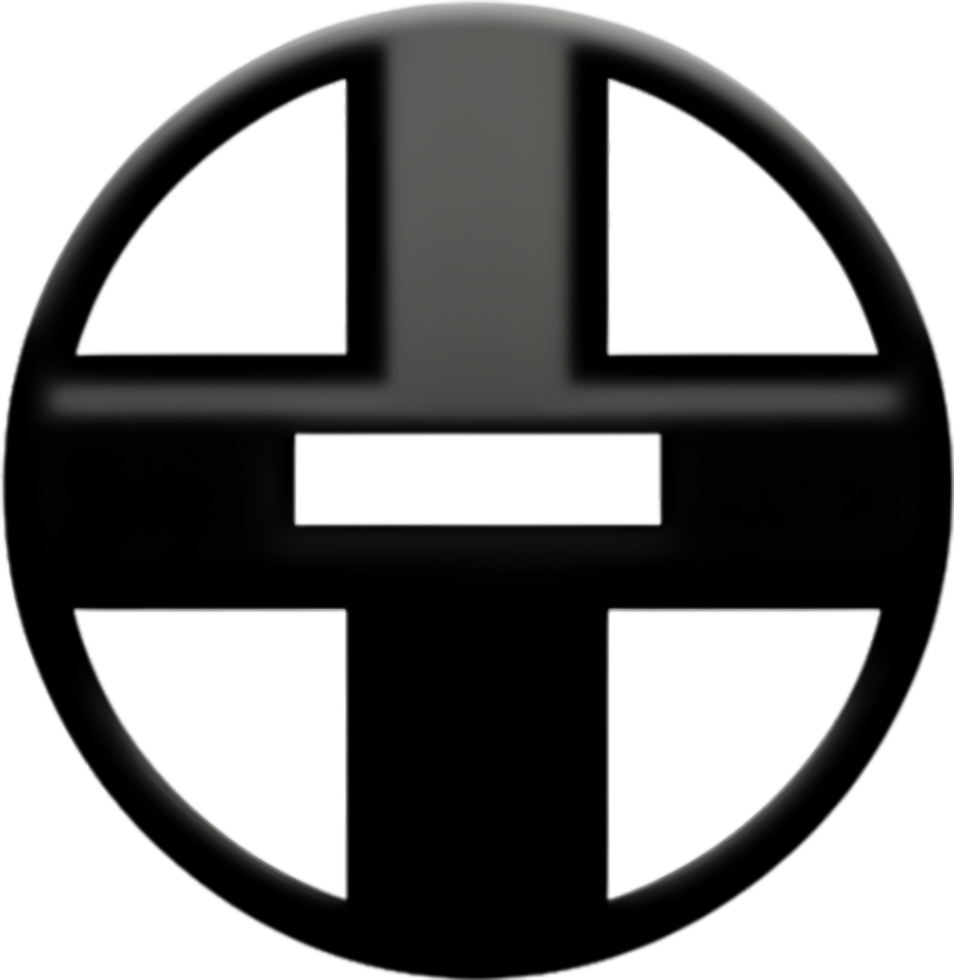 AI generated Black Christian cross icon design in a minimalist style. png