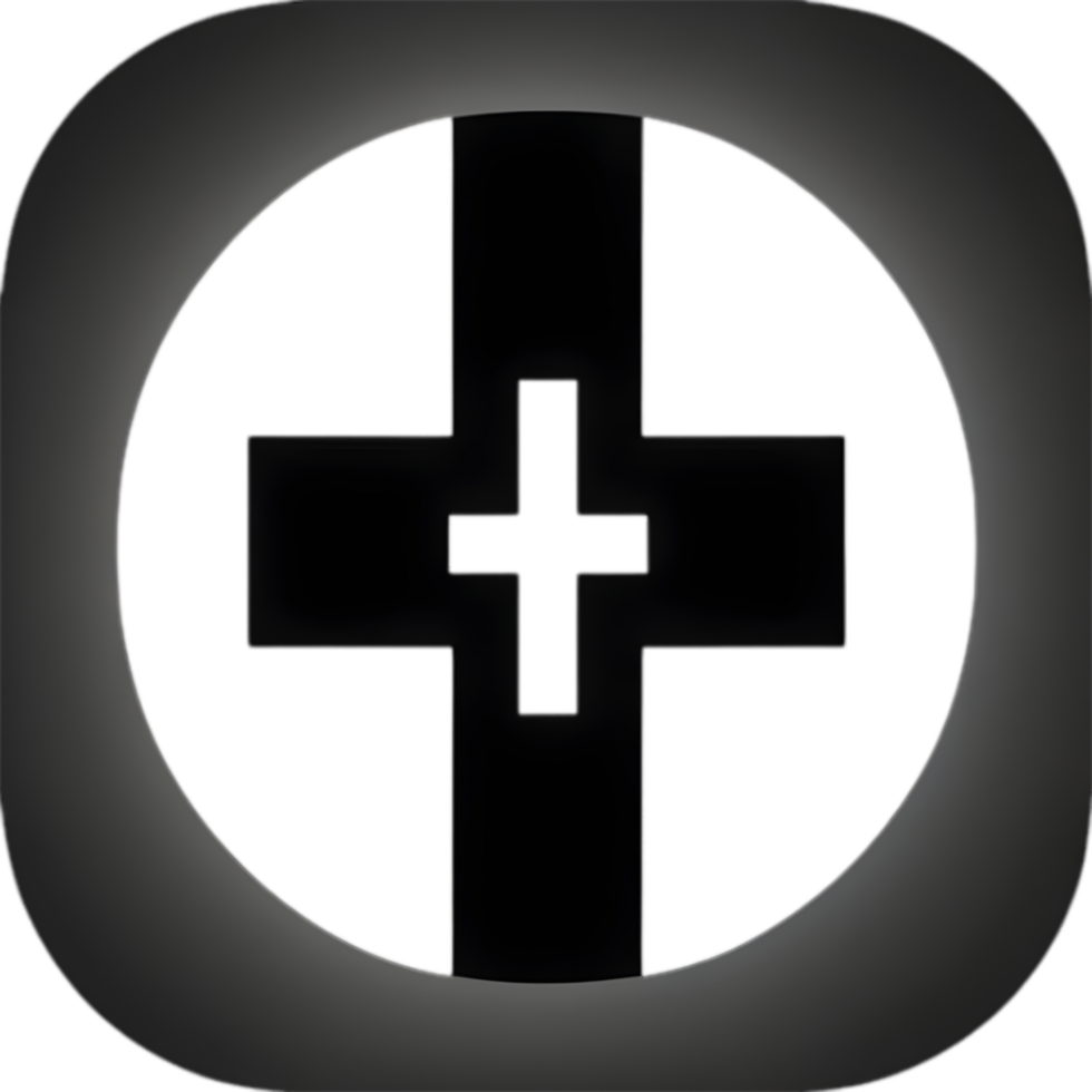 AI generated Black Christian cross icon design in a minimalist style. png