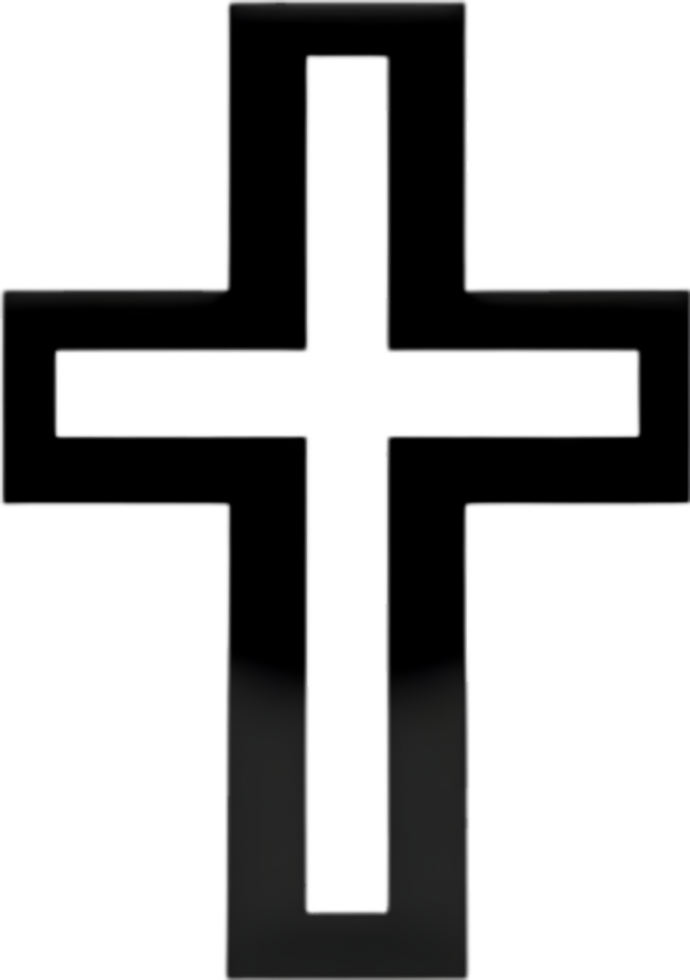 AI generated Black Christian cross icon design in a minimalist style. png