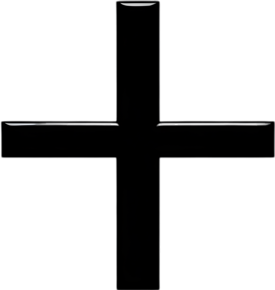 AI generated Black Christian cross icon design in a minimalist style. png