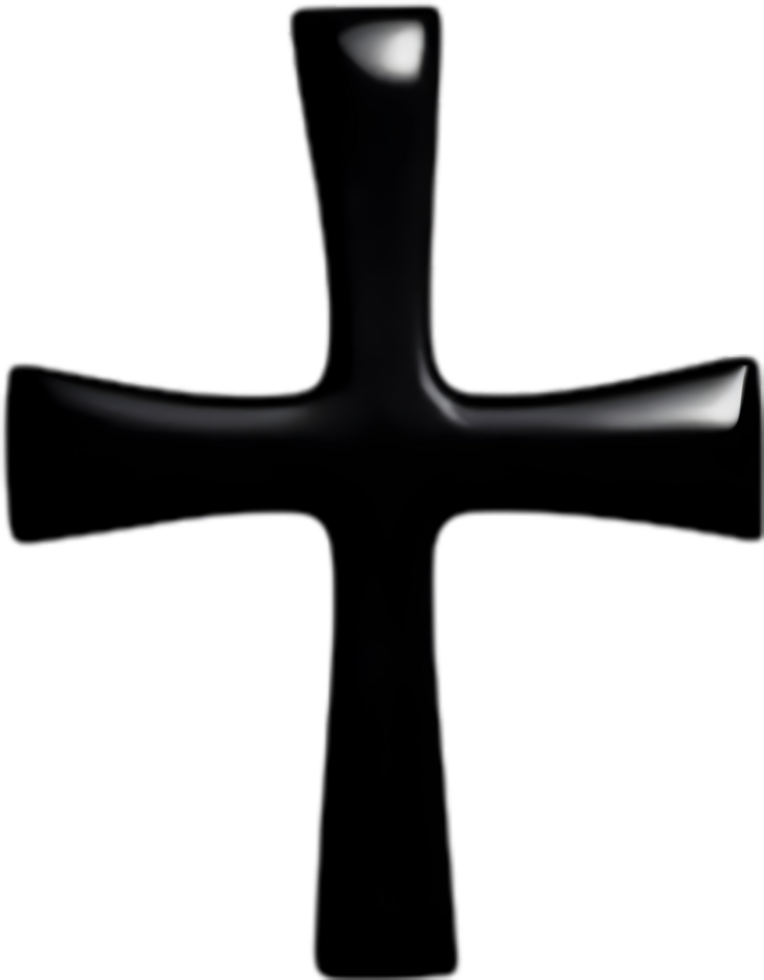 AI generated Black Christian cross icon design in a minimalist style. png