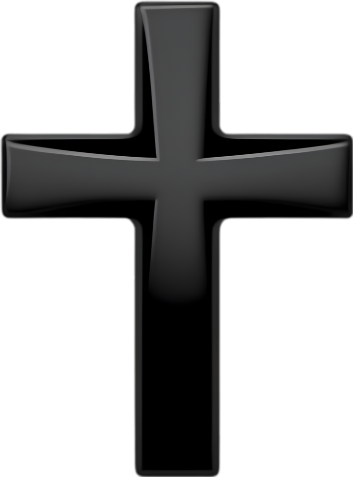 AI generated Black Christian cross icon design in a minimalist style. png