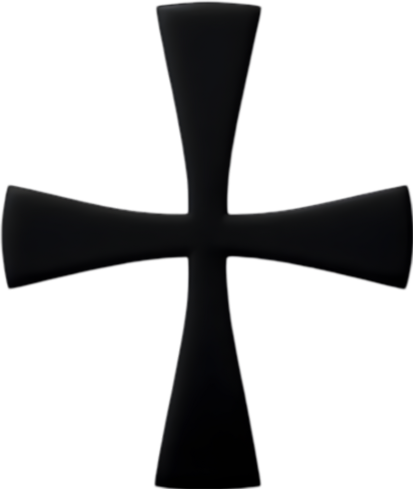 AI generated Black Christian cross icon design in a minimalist style. png