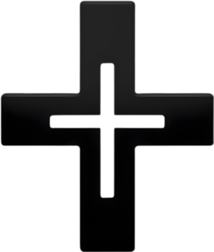 AI generated Black Christian cross icon design in a minimalist style. png
