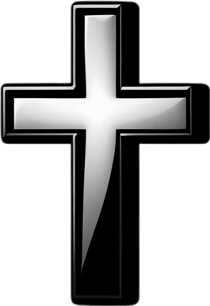 AI generated Black Christian cross icon design in a minimalist style. png