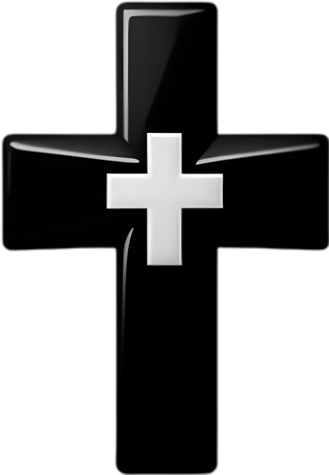AI generated Black Christian cross icon design in a minimalist style. png