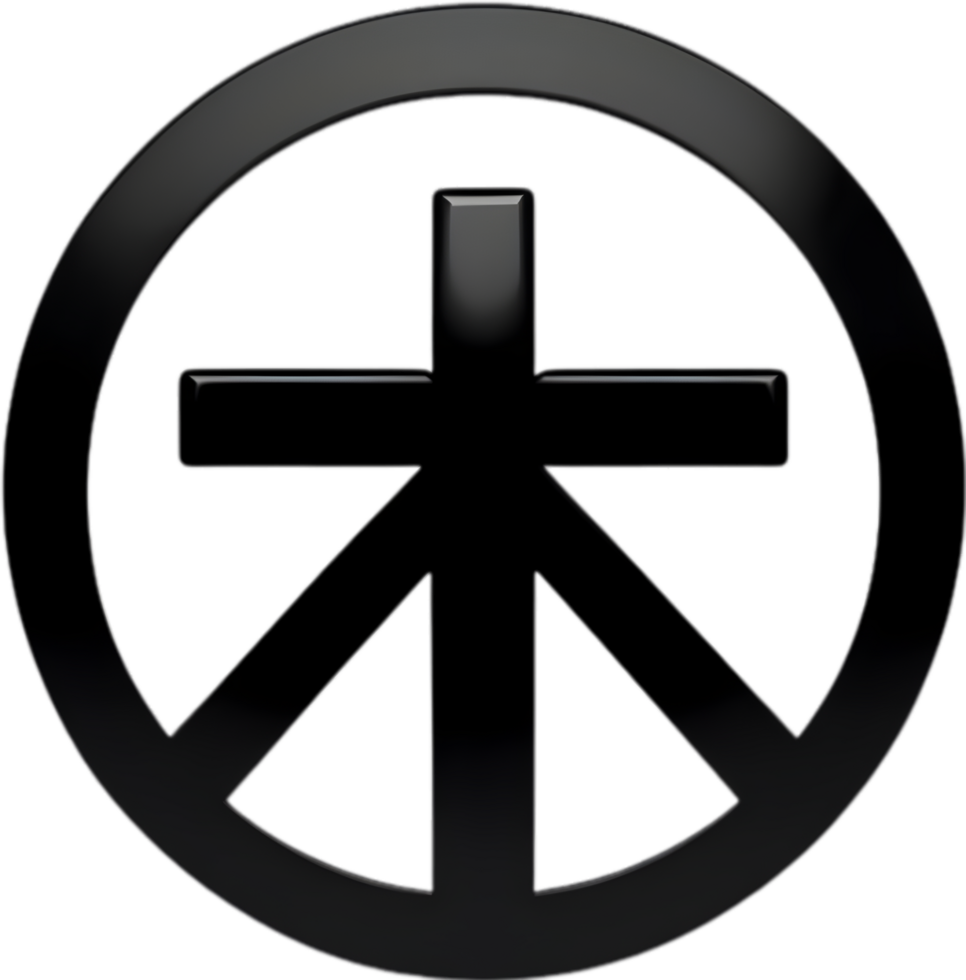 AI generated Black Christian cross icon design in a minimalist style. png