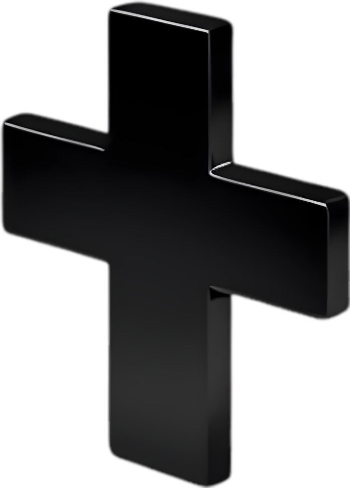 AI generated Black Christian cross icon design in a minimalist style. png