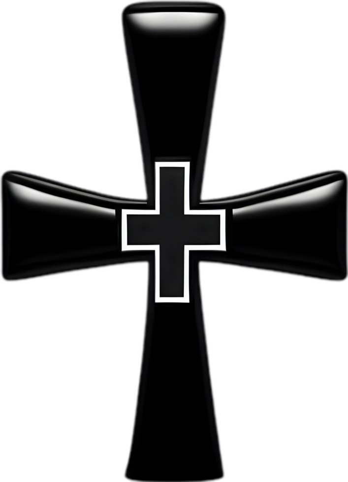 AI generated Black Christian cross icon design in a minimalist style. png