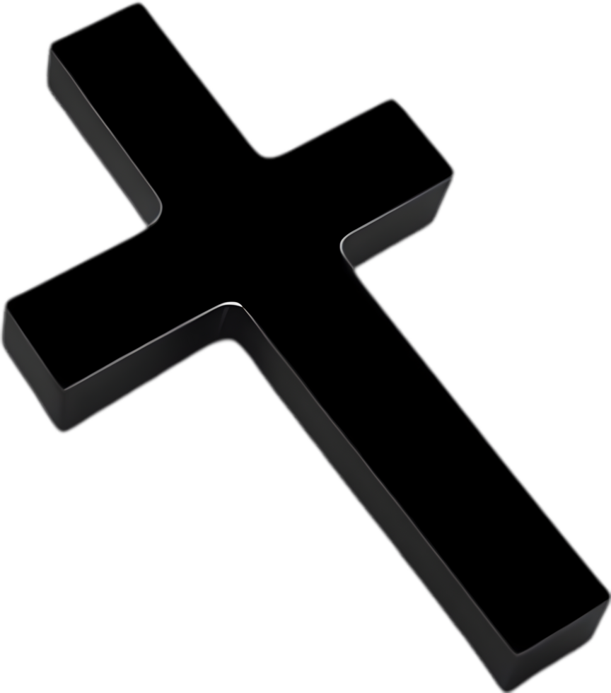 AI generated Black Christian cross icon design in a minimalist style. png