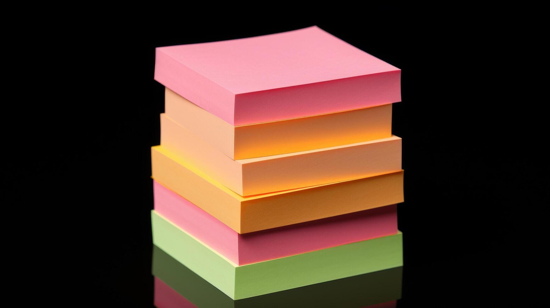 AI generated Organized pile of blank Post it notes ready for ideas photo