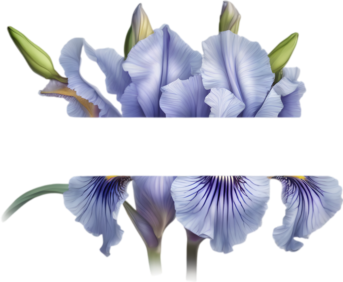 AI generated Colorful painting of Iris floral frame. png