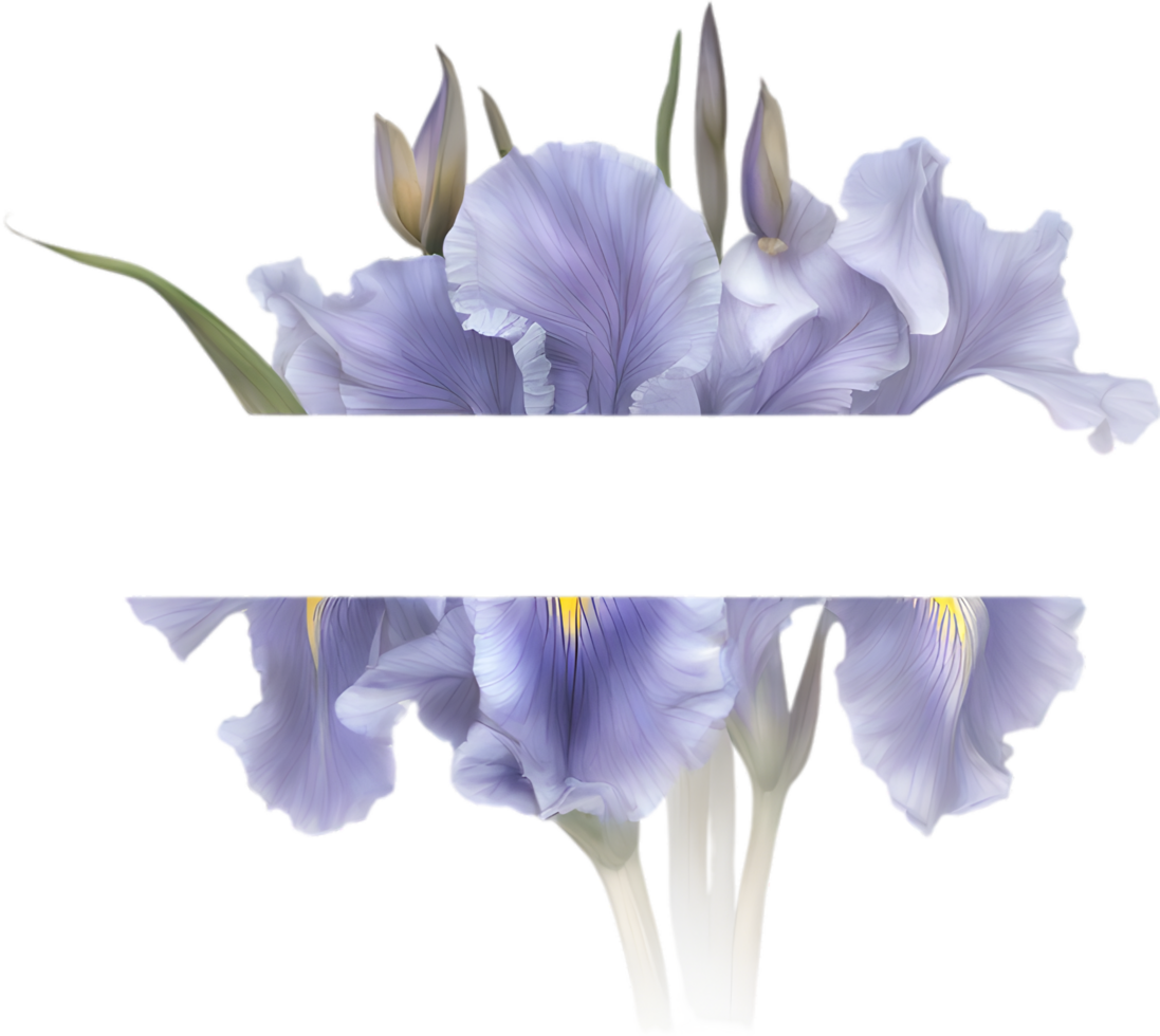 AI generated Colorful painting of Iris floral frame. png
