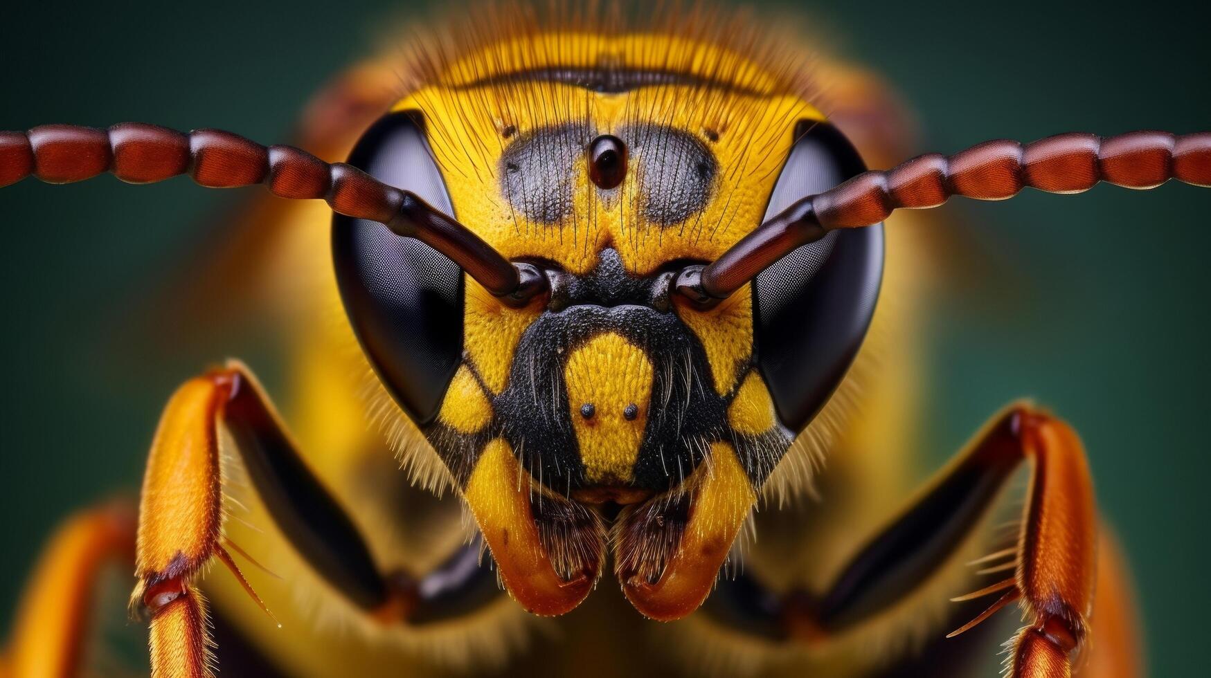 AI generated A macro shot of various types of insects, with details of their eyes, antennae, and legs photo