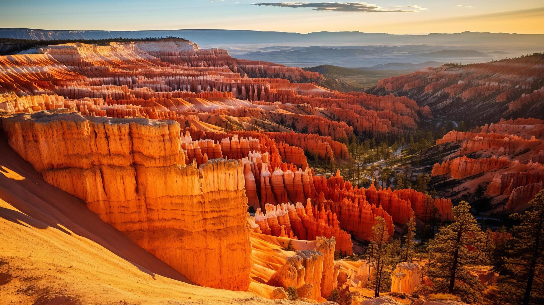 AI generated Beautiful and scenic view of bryce canyon landscape photo