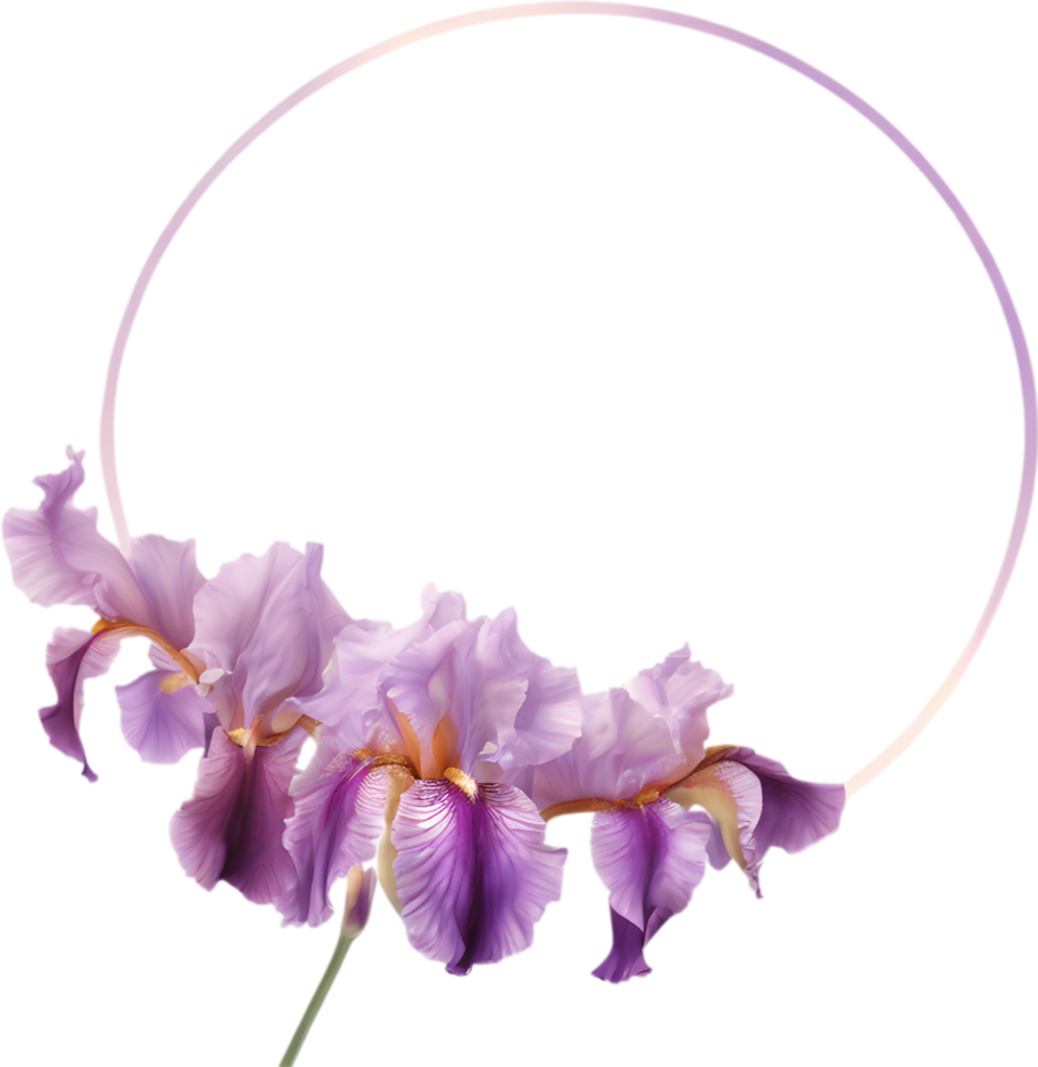 AI generated Colorful painting of Iris floral frame. png