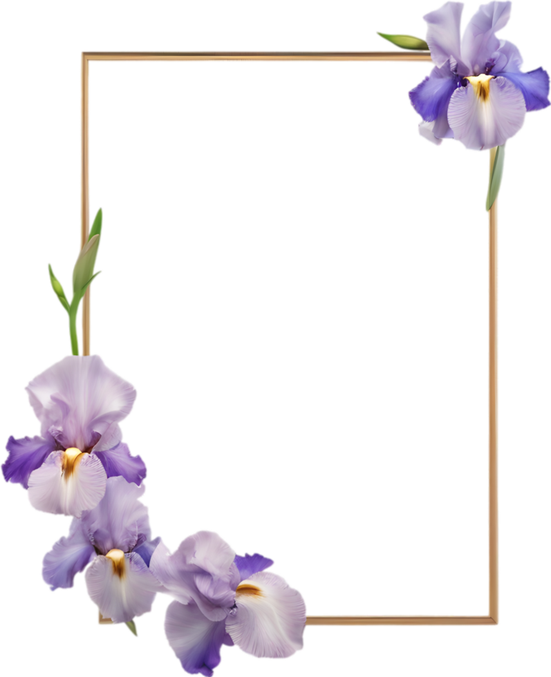 AI generated Colorful painting of Iris floral frame. png