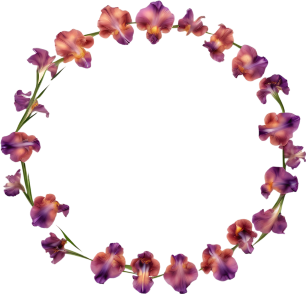 AI generated Colorful painting of Iris floral frame. png