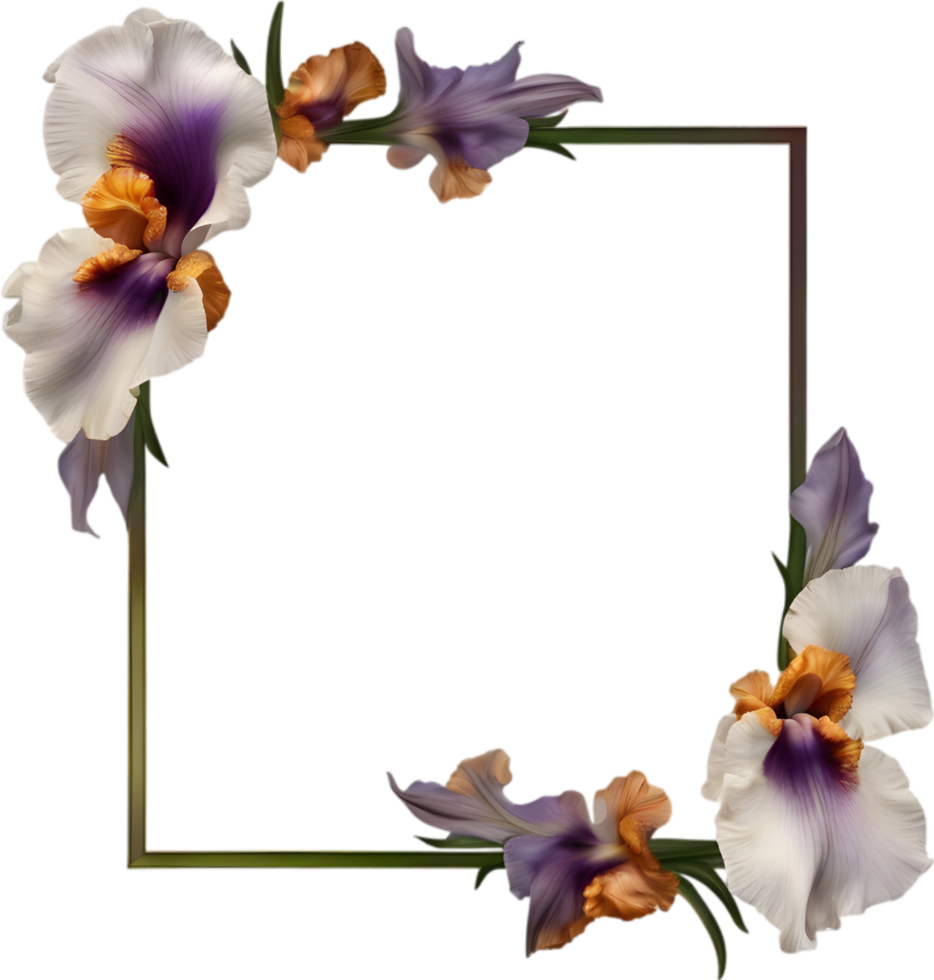 AI generated Colorful painting of Iris floral frame. png