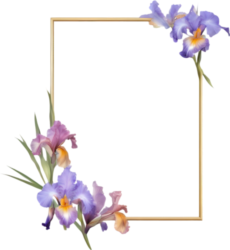 AI generated Colorful painting of Iris floral frame. png