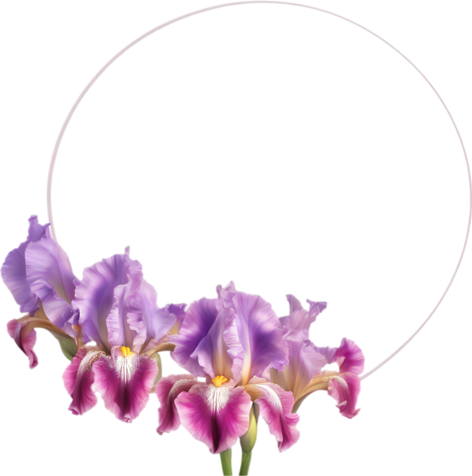 AI generated Colorful painting of Iris floral frame. png