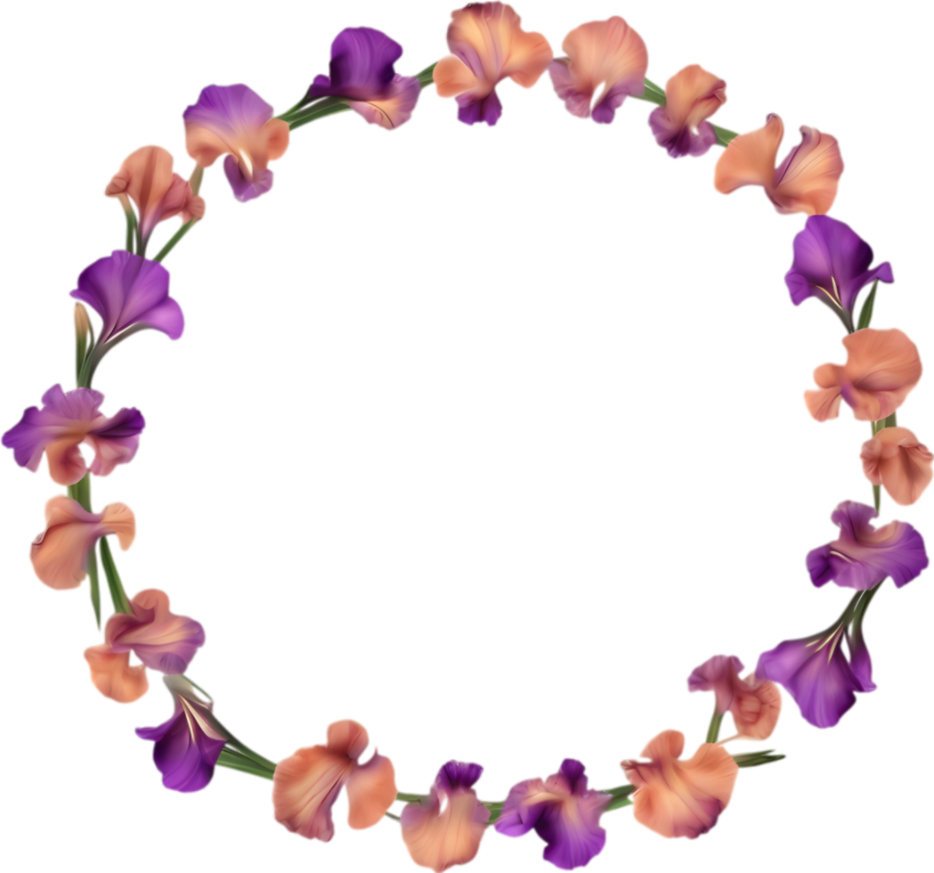 AI generated Colorful painting of Iris floral frame. png