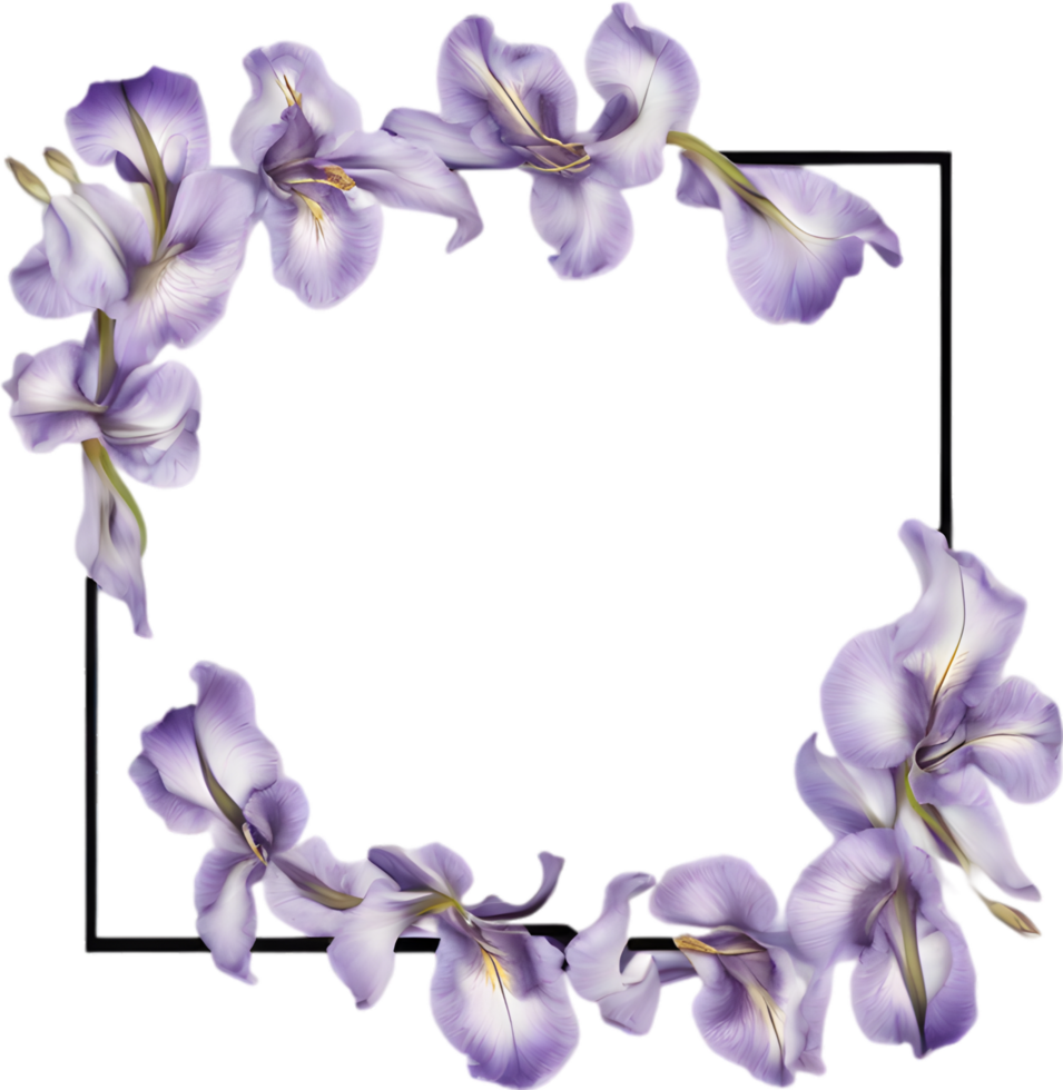 AI generated Colorful painting of Iris floral frame. png