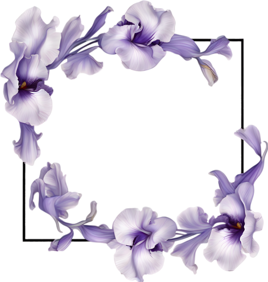 AI generated Colorful painting of Iris floral frame. png