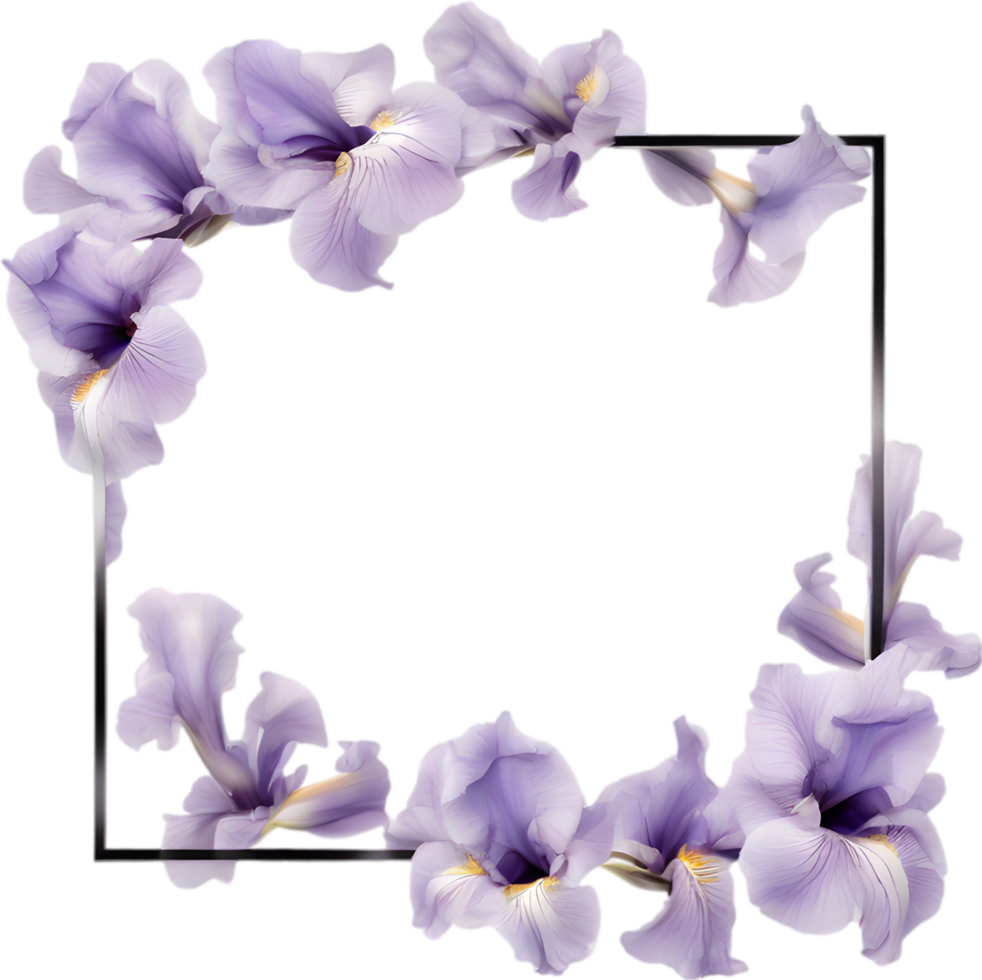 AI generated Colorful painting of Iris floral frame. png