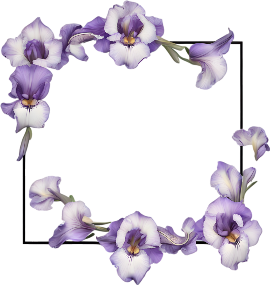 AI generated Colorful painting of Iris floral frame. png