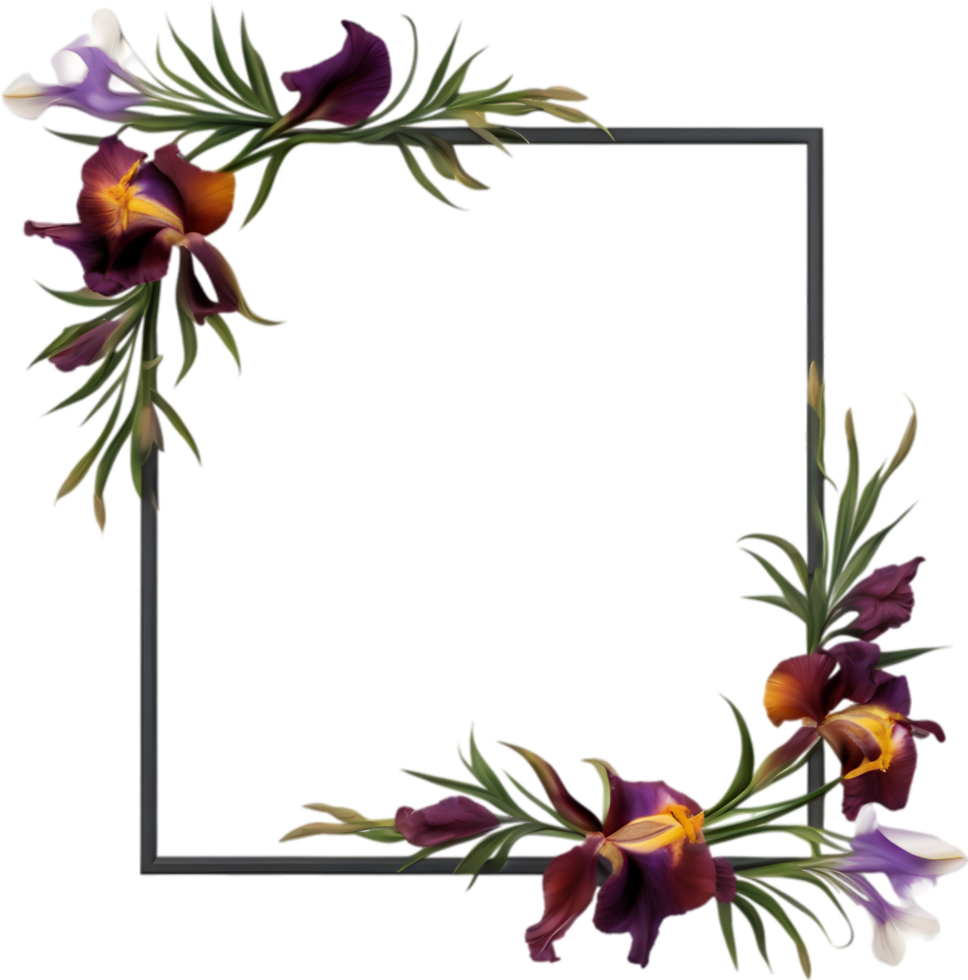 AI generated Colorful painting of Iris floral frame. png