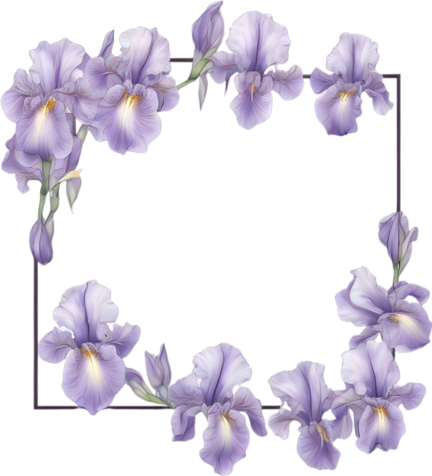 AI generated Colorful painting of Iris floral frame. png