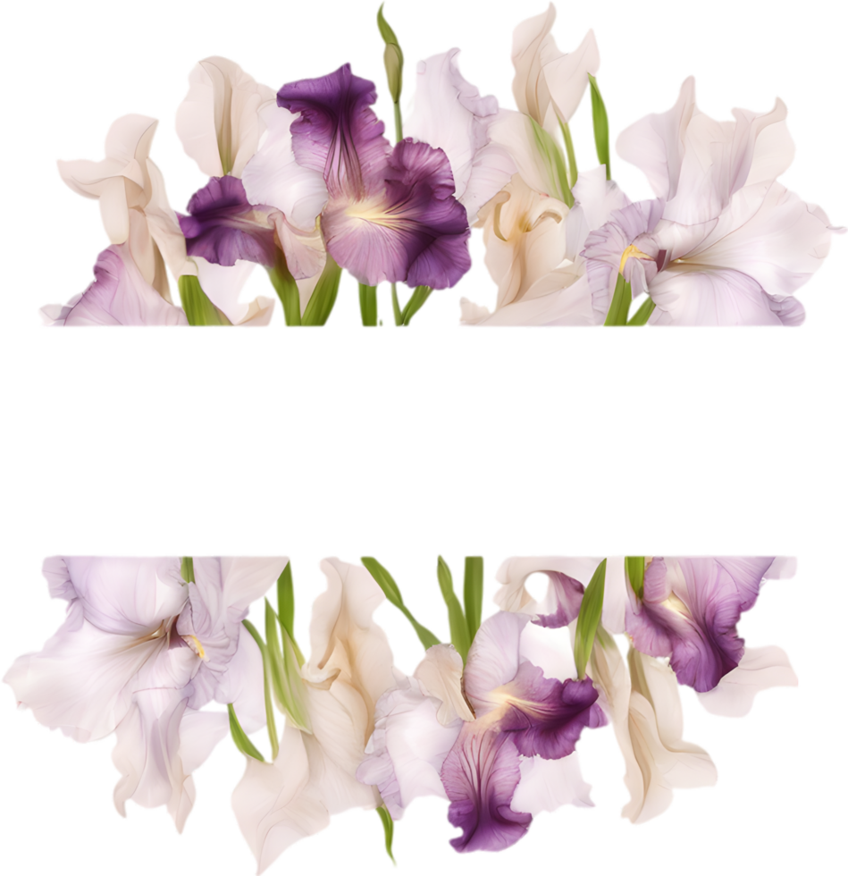 AI generated Colorful painting of Iris floral frame. png