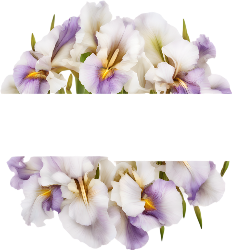 AI generated Colorful painting of Iris floral frame. png