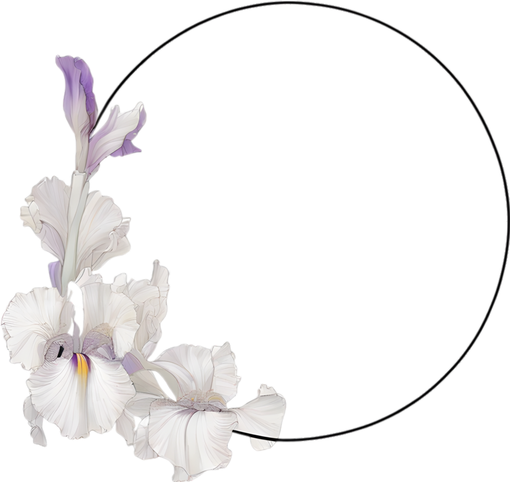 AI generated Colorful painting of Iris floral frame. png