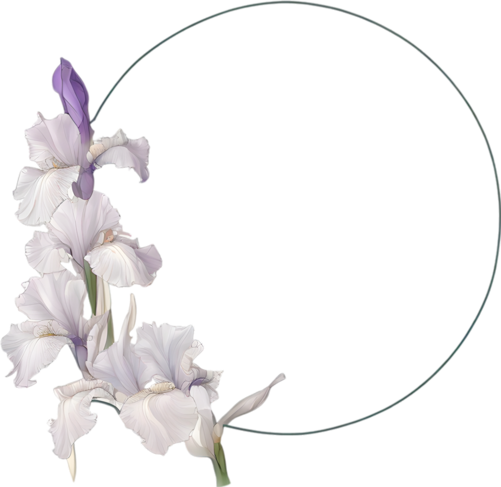 AI generated Colorful painting of Iris floral frame. png