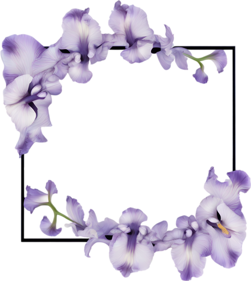 AI generated Colorful painting of Iris floral frame. png