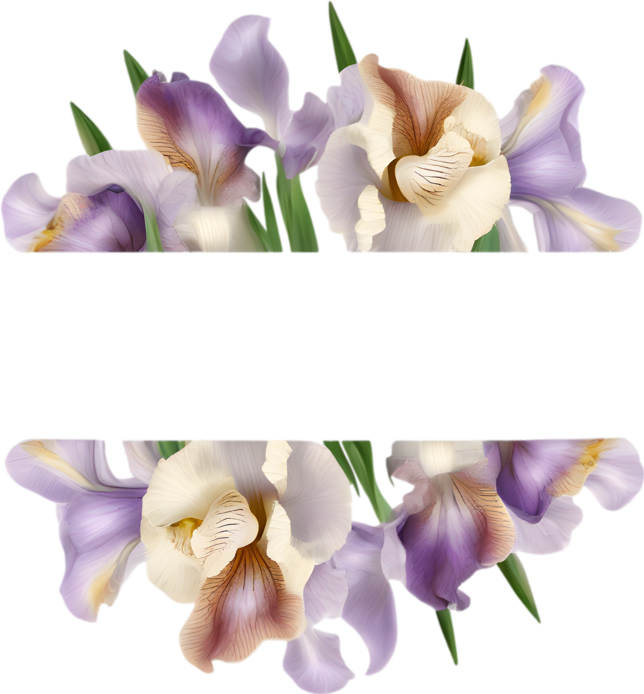 AI generated Colorful painting of Iris floral frame. png