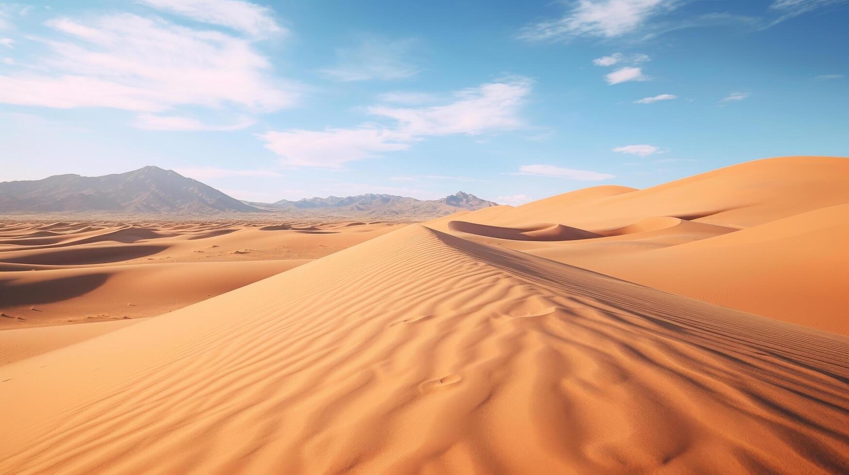 AI generated A dry desert wilderness with waves of sand dunes photo