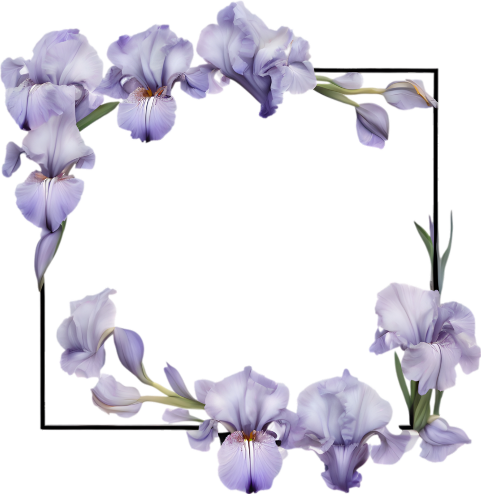 AI generated Colorful painting of Iris floral frame. png