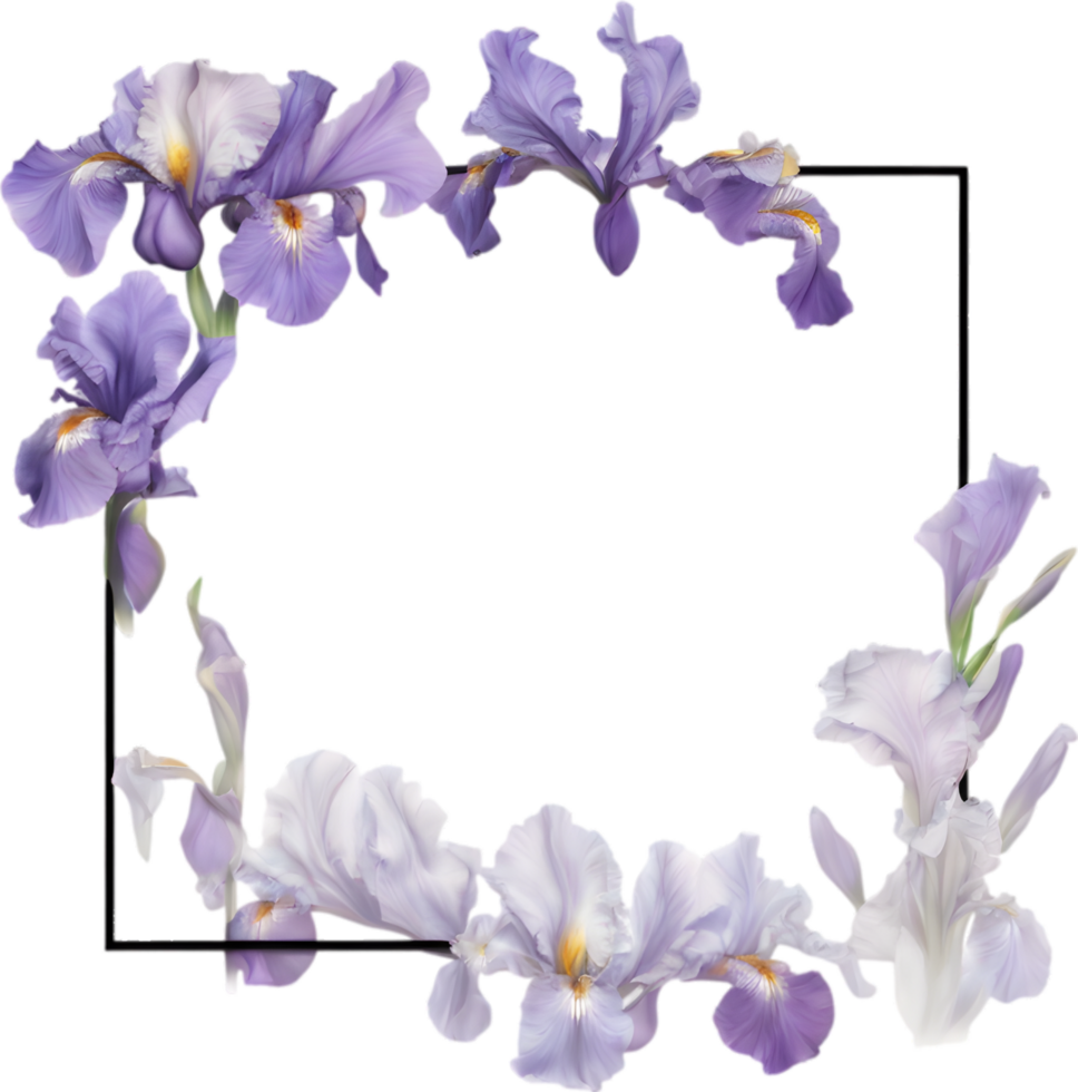 AI generated Colorful painting of Iris floral frame. png