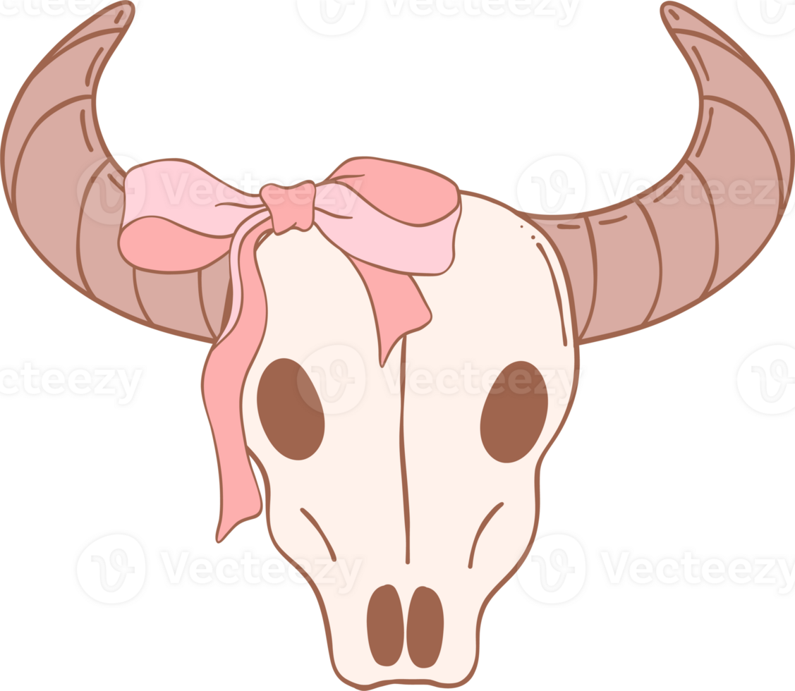 Coquette cowgirl bull skull png